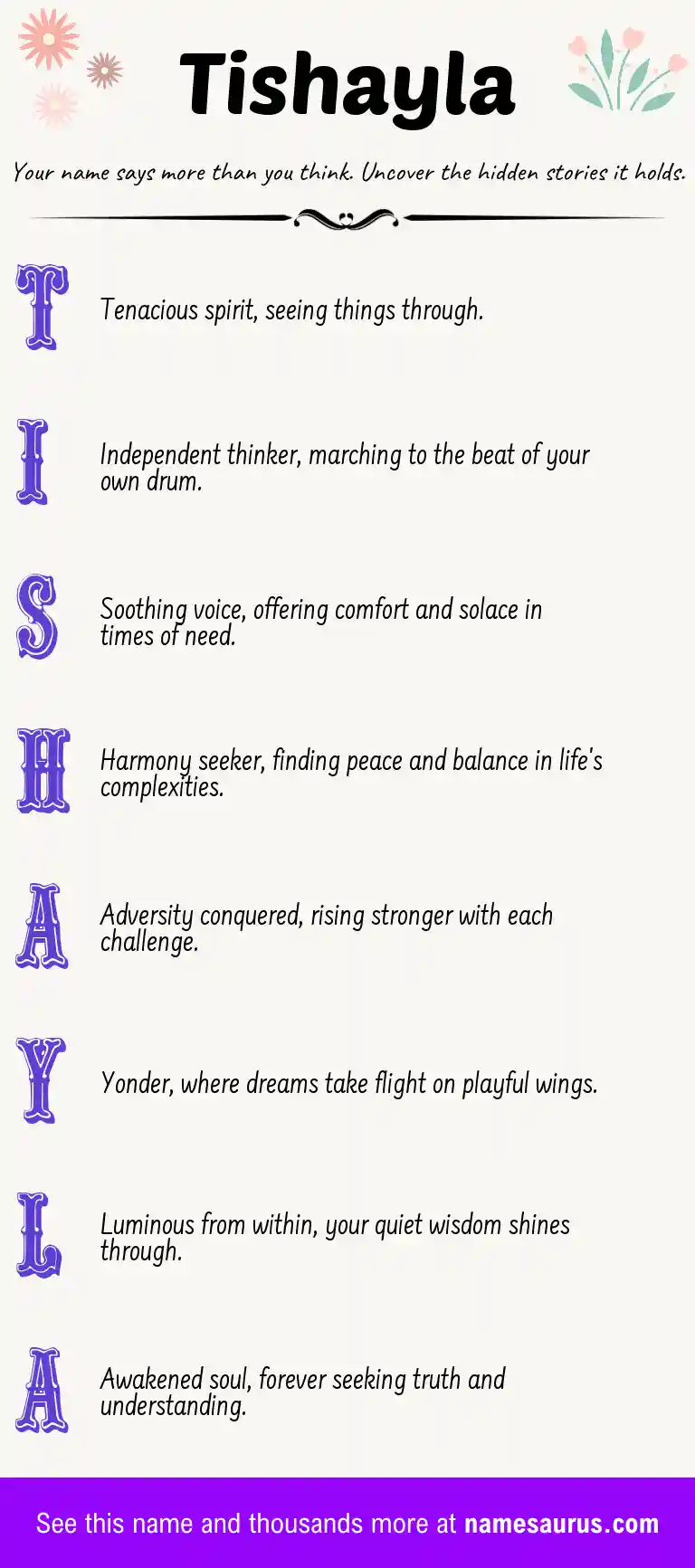 Acrostic poem about Tishayla.