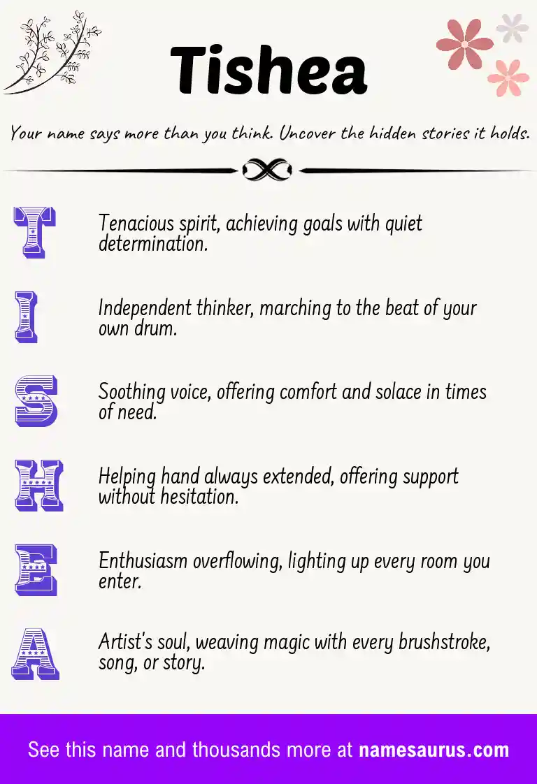 Acrostic poem about Tishea.