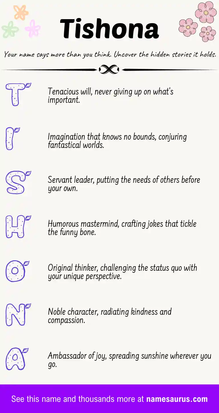 Acrostic poem about Tishona.