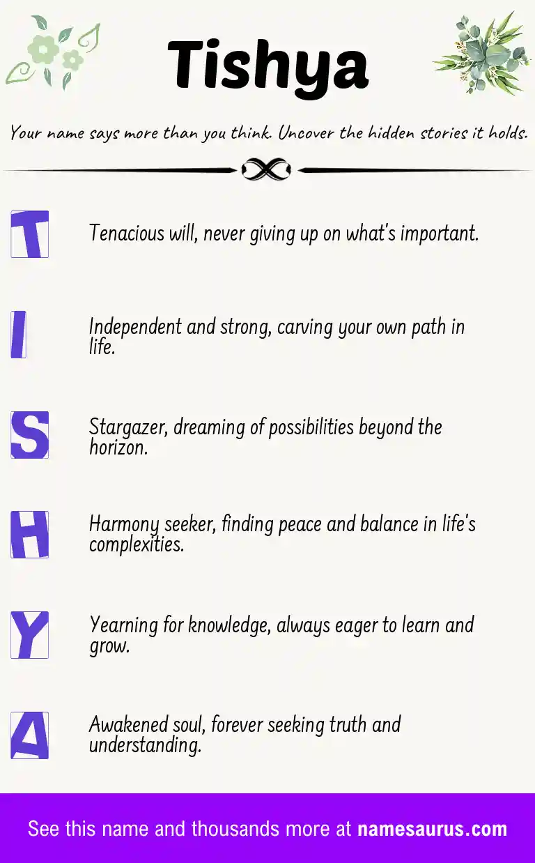 Acrostic poem about Tishya.