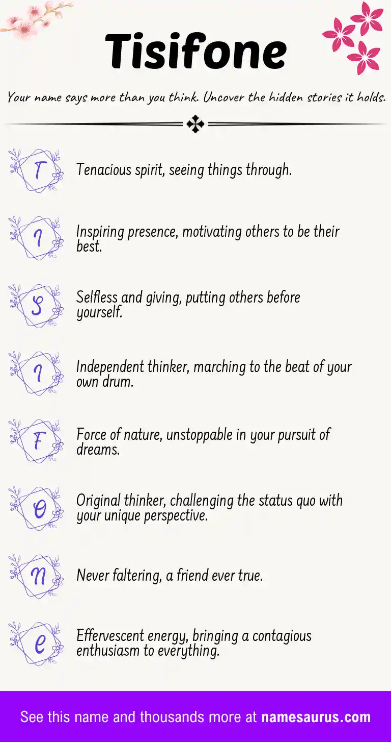 Acrostic poem about Tisifone.