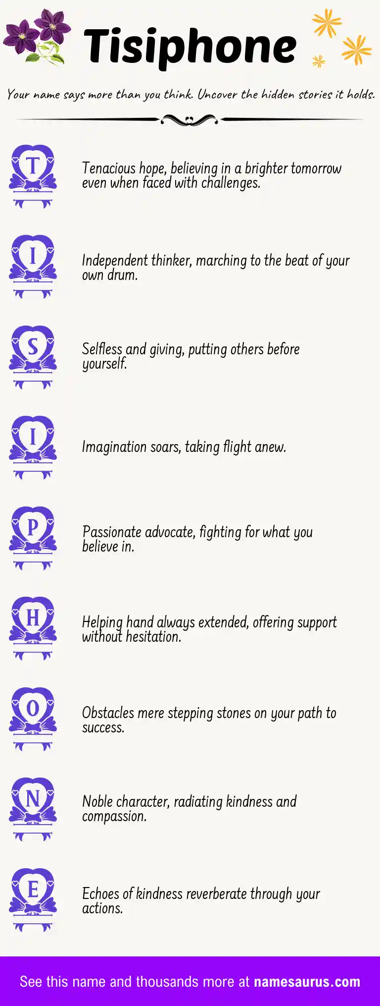 Acrostic poem about Tisiphone.