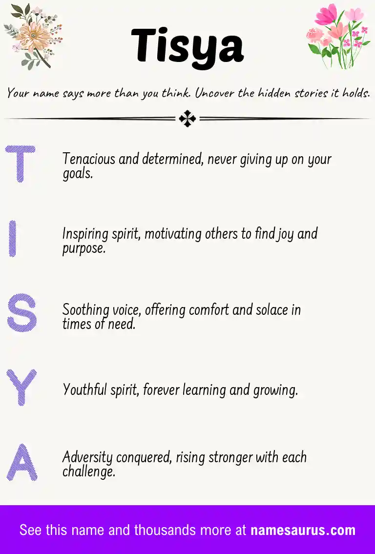 Acrostic poem about Tisya.