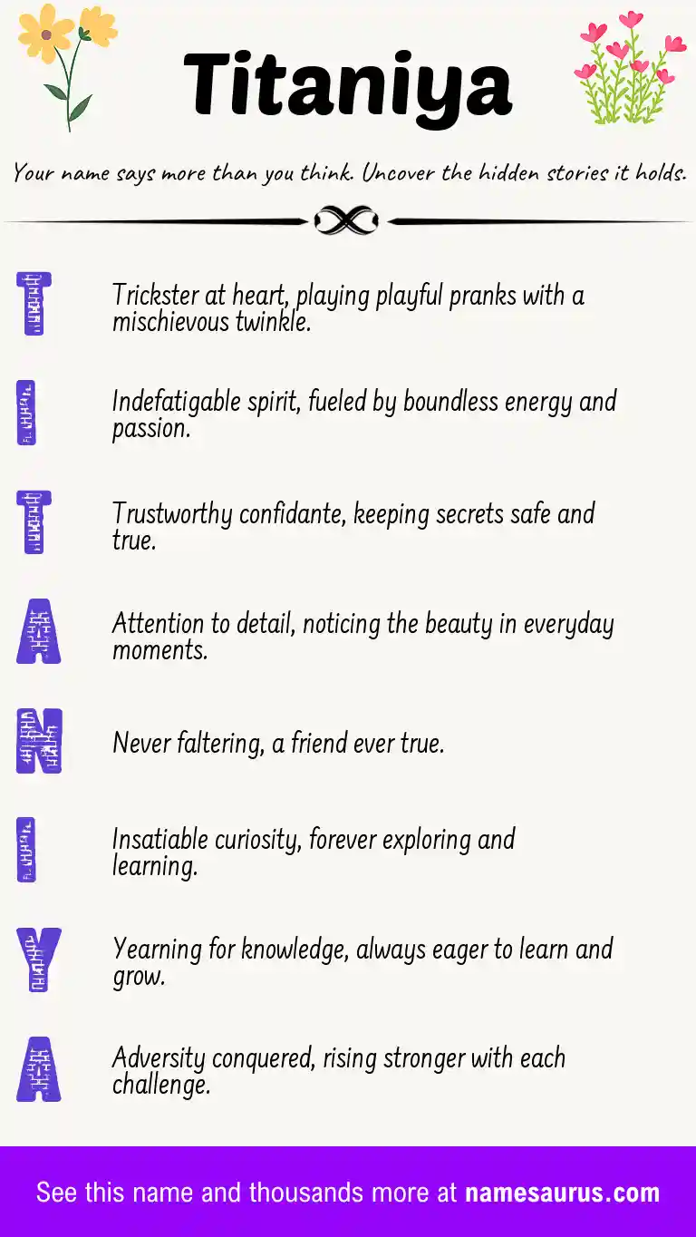Acrostic poem about Titaniya.