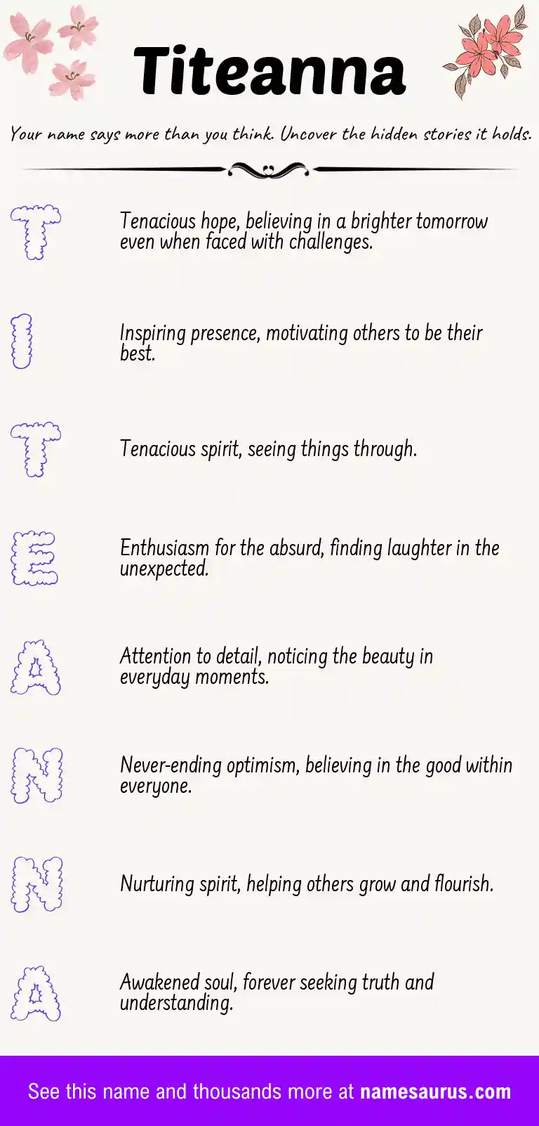 Acrostic poem about Titeanna.