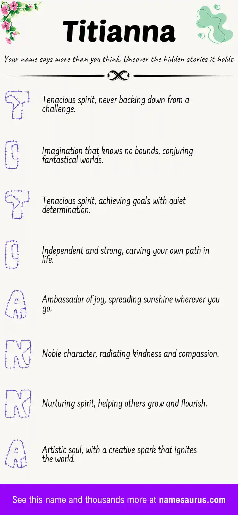Acrostic poem about Titianna.