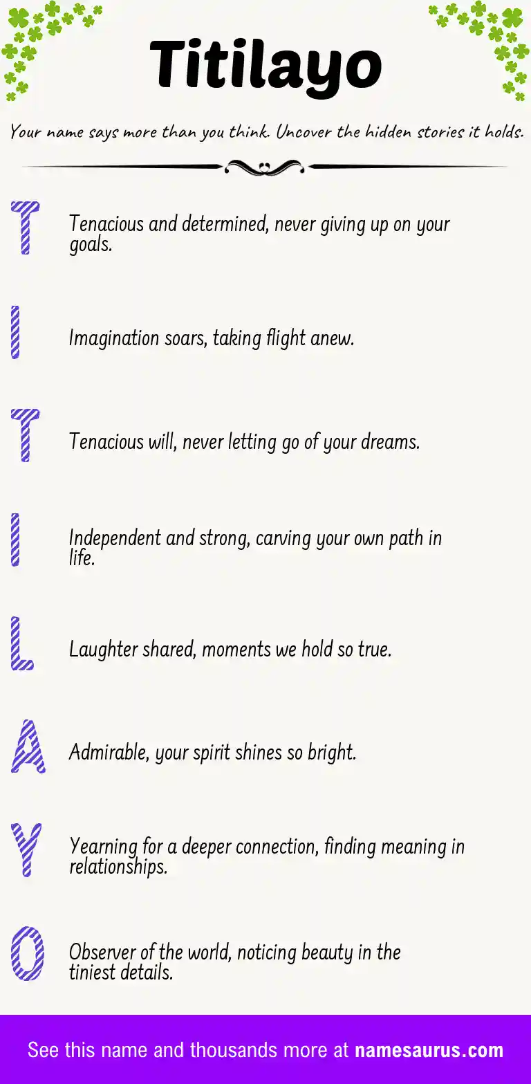 Acrostic poem about Titilayo.