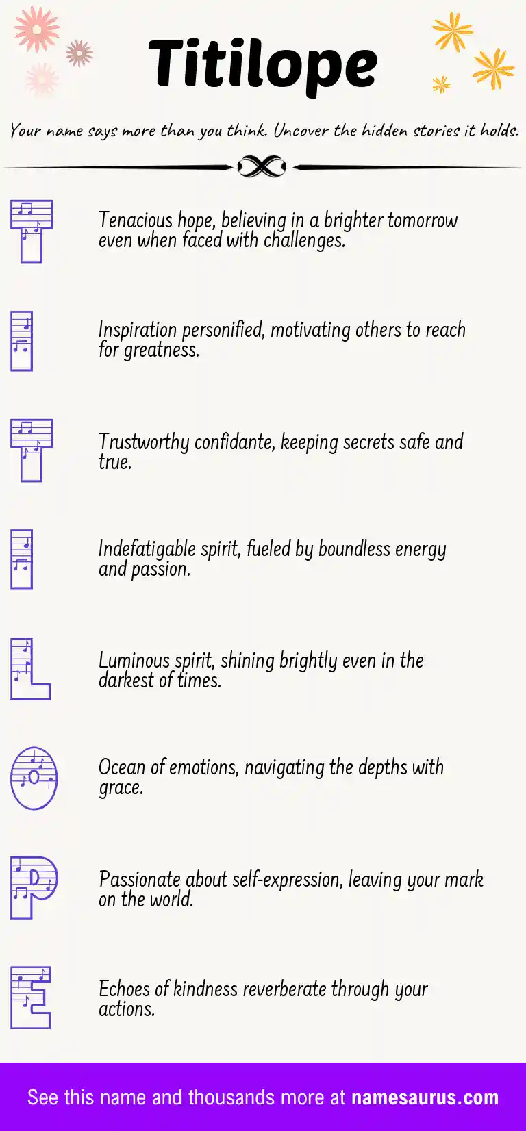 Acrostic poem about Titilope.