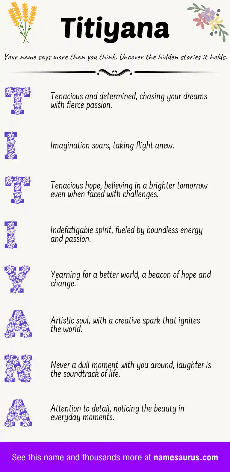 Acrostic poem about Titiyana.