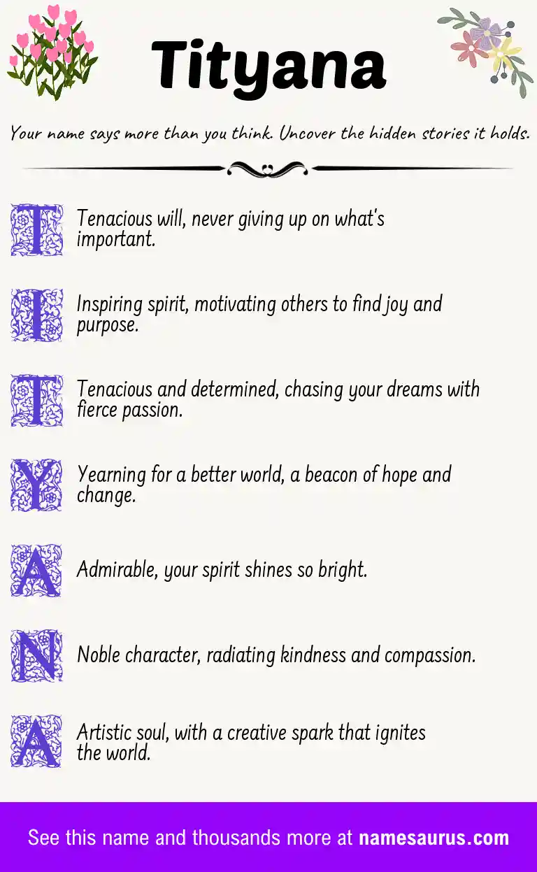 Acrostic poem about Tityana.