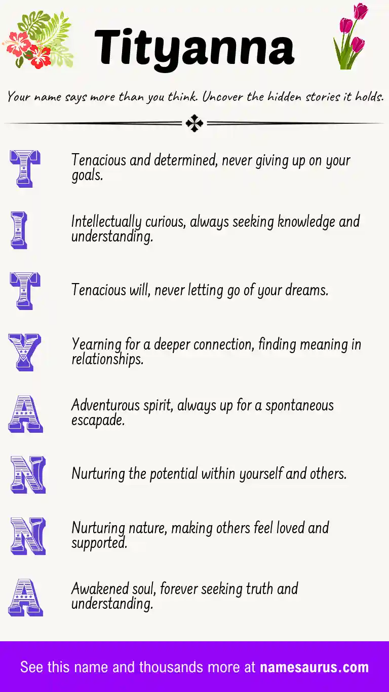 Acrostic poem about Tityanna.