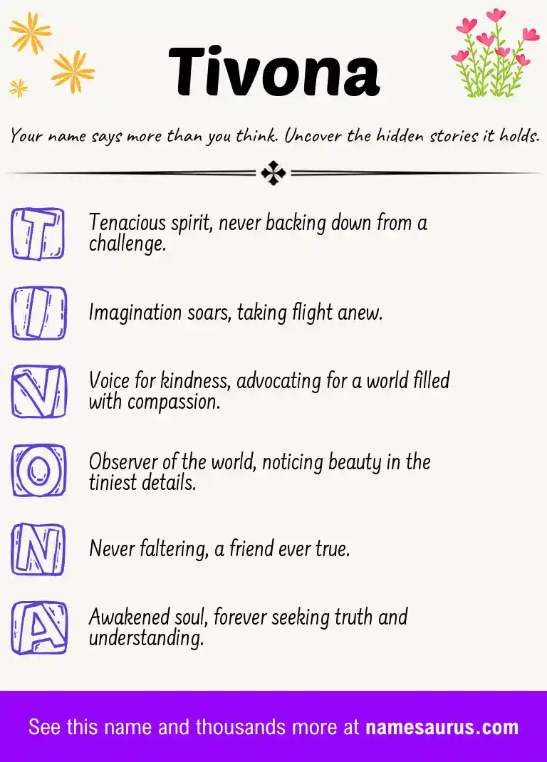 Acrostic poem about Tivona.