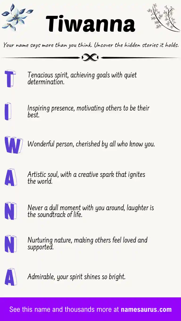 Acrostic poem about Tiwanna.