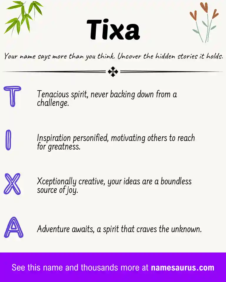 Acrostic poem about Tixa.