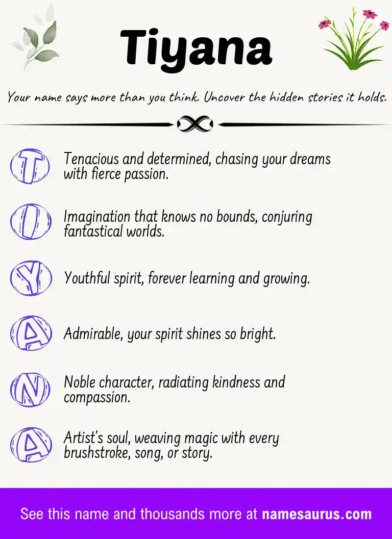 Acrostic poem about Tiyana.
