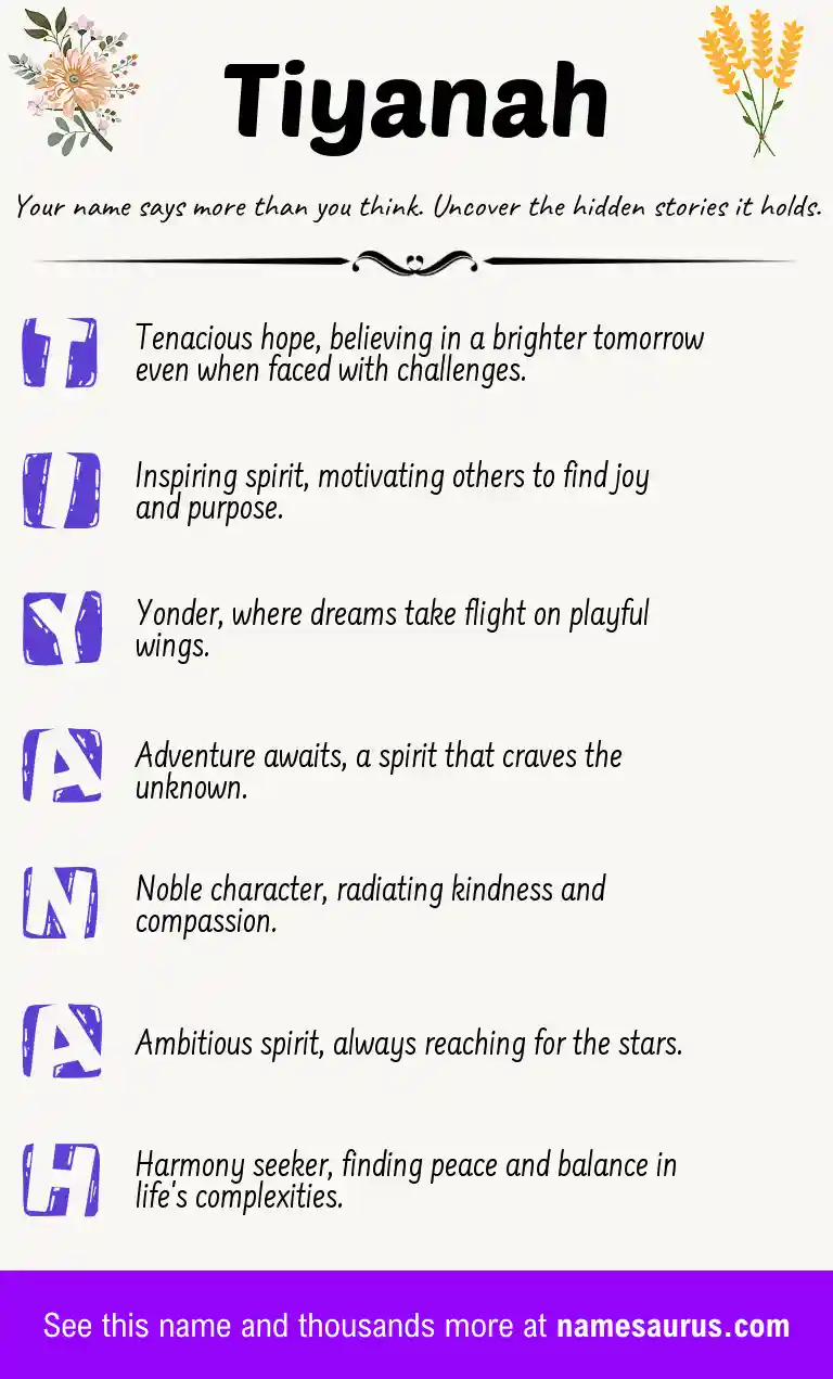 Acrostic poem about Tiyanah.