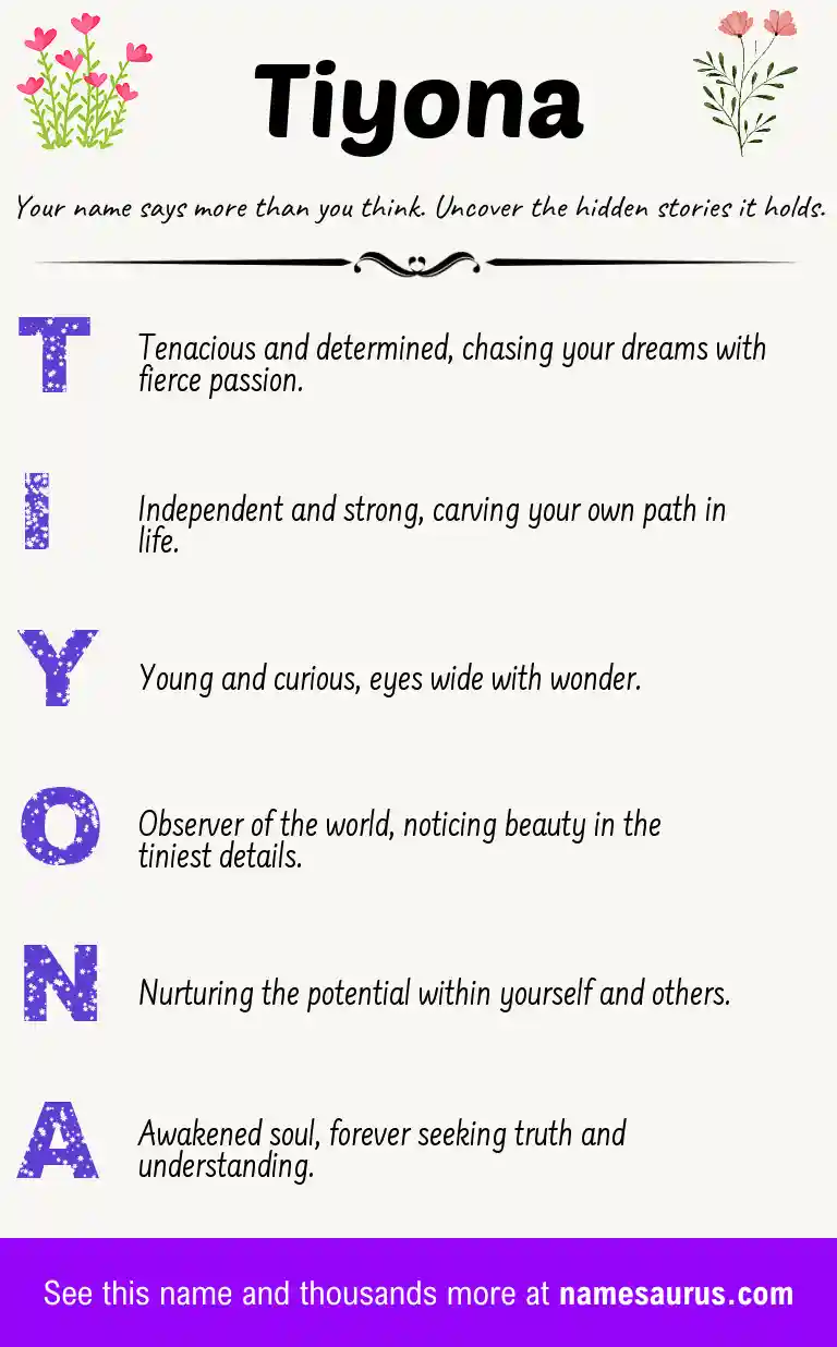 Acrostic poem about Tiyona.