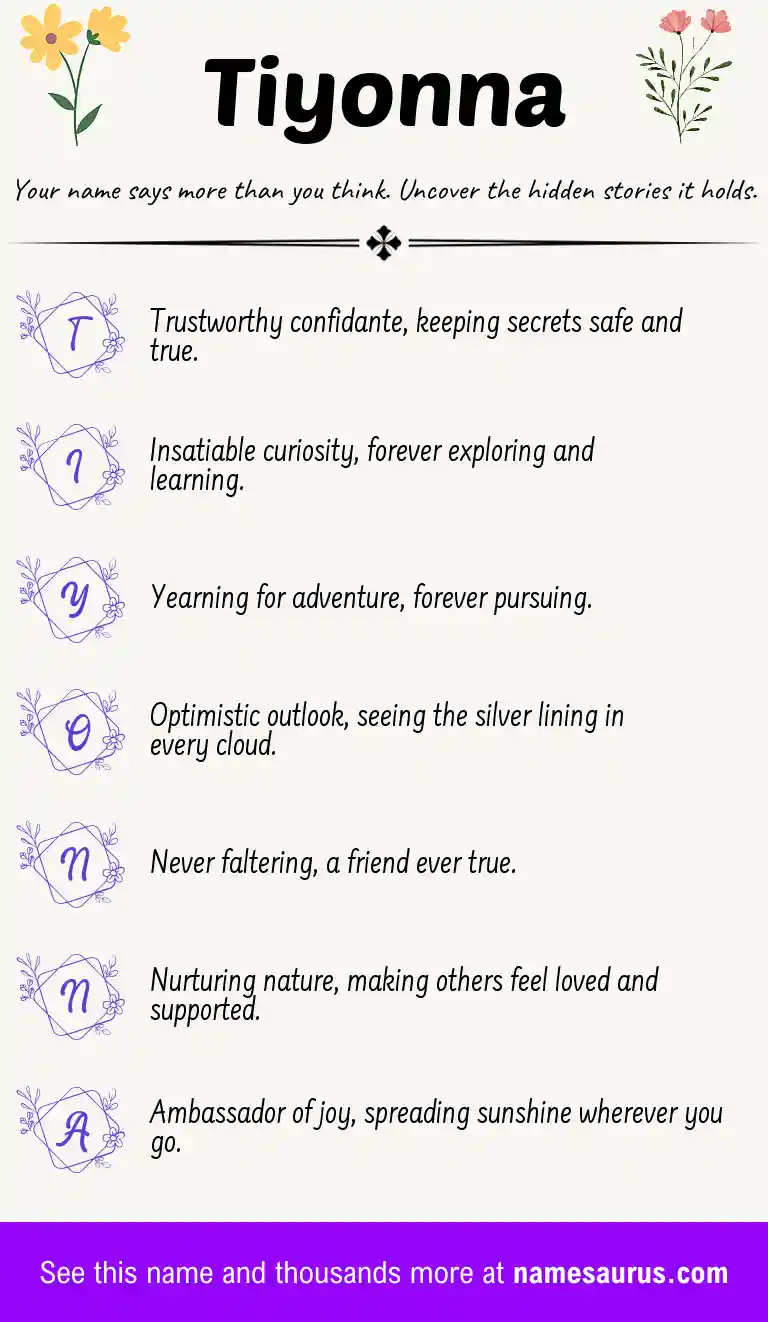 Acrostic poem about Tiyonna.