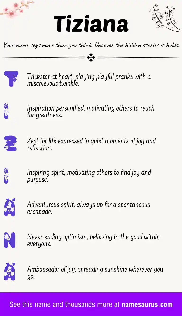 Acrostic poem about Tiziana.