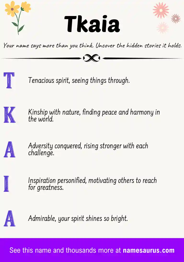 Acrostic poem about Tkaia.