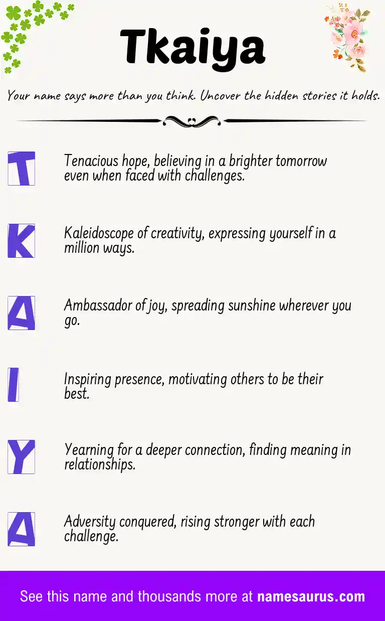 Acrostic poem about Tkaiya.