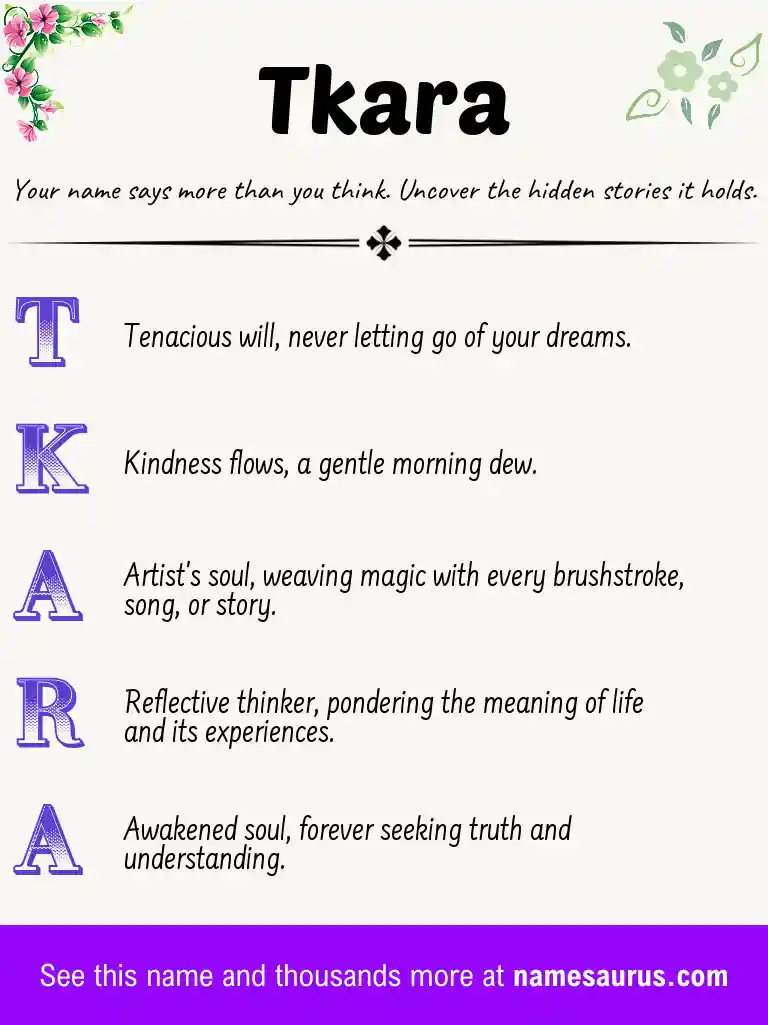 Acrostic poem about Tkara.