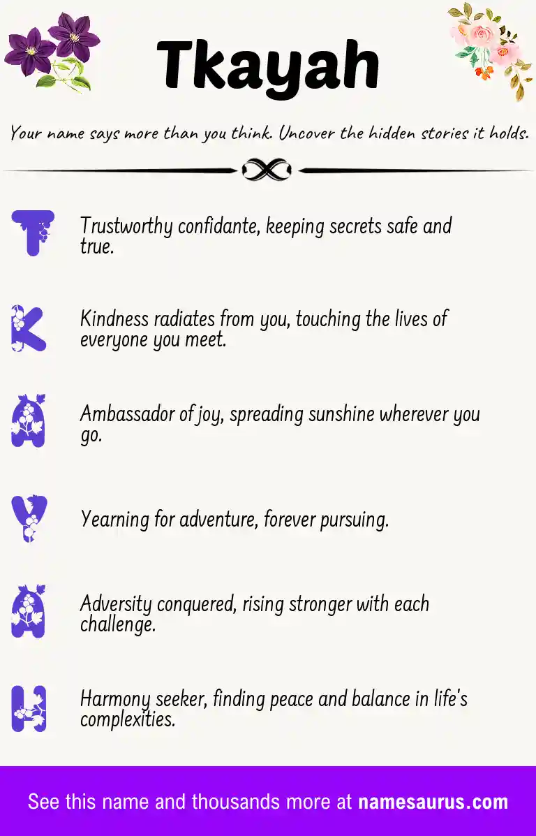 Acrostic poem about Tkayah.