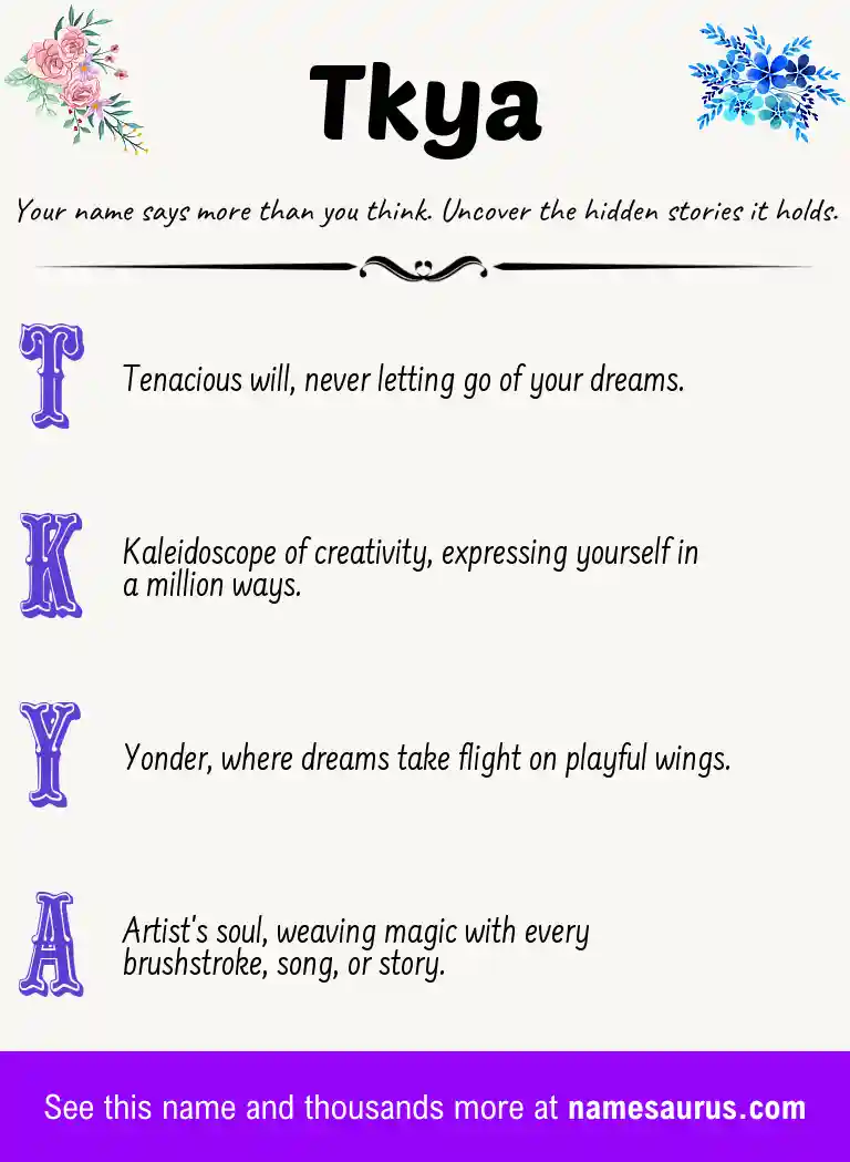 Acrostic poem about Tkya.