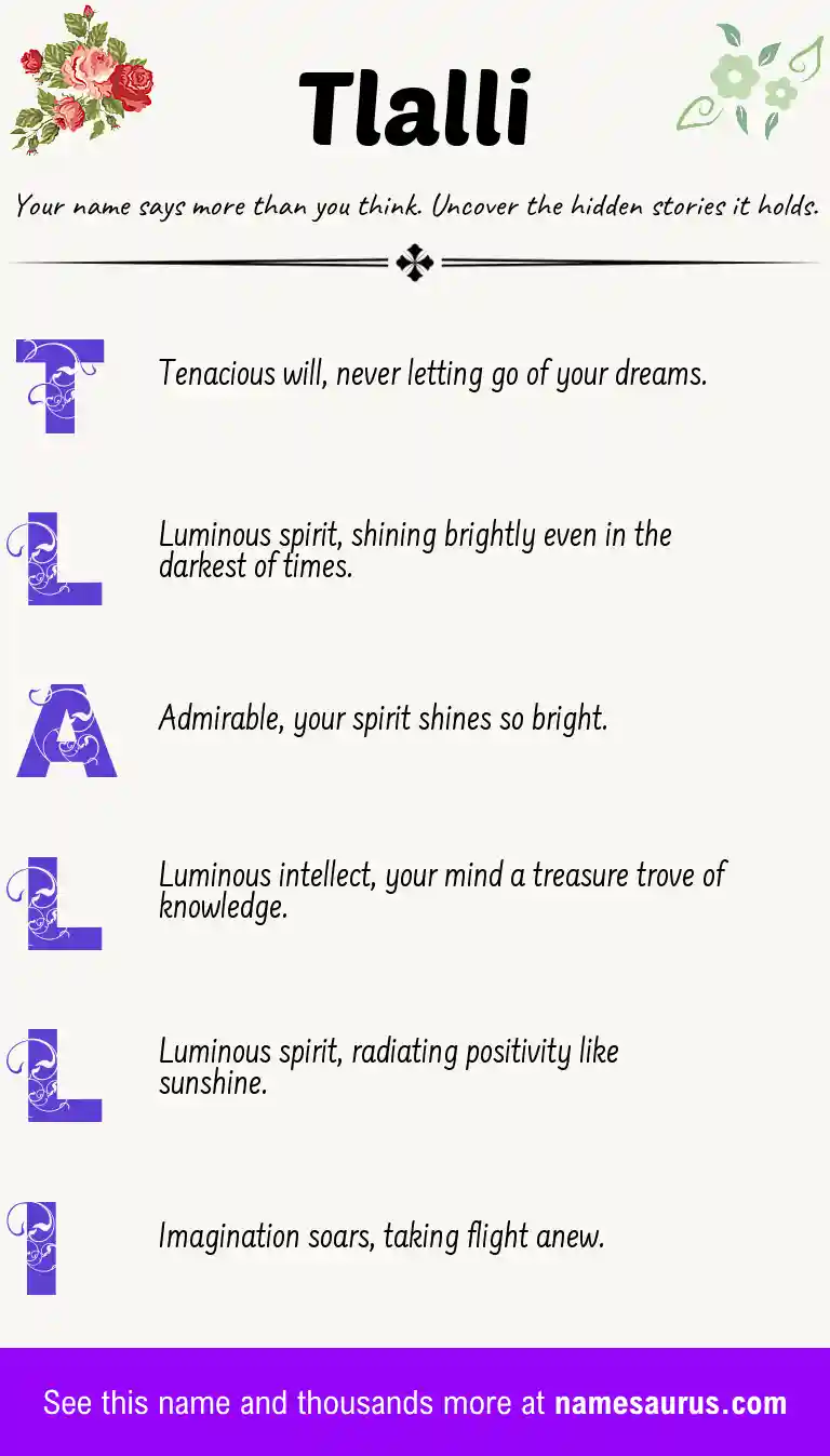 Acrostic poem about Tlalli.