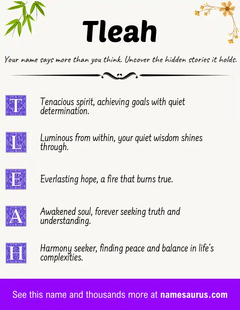 Acrostic poem about Tleah.