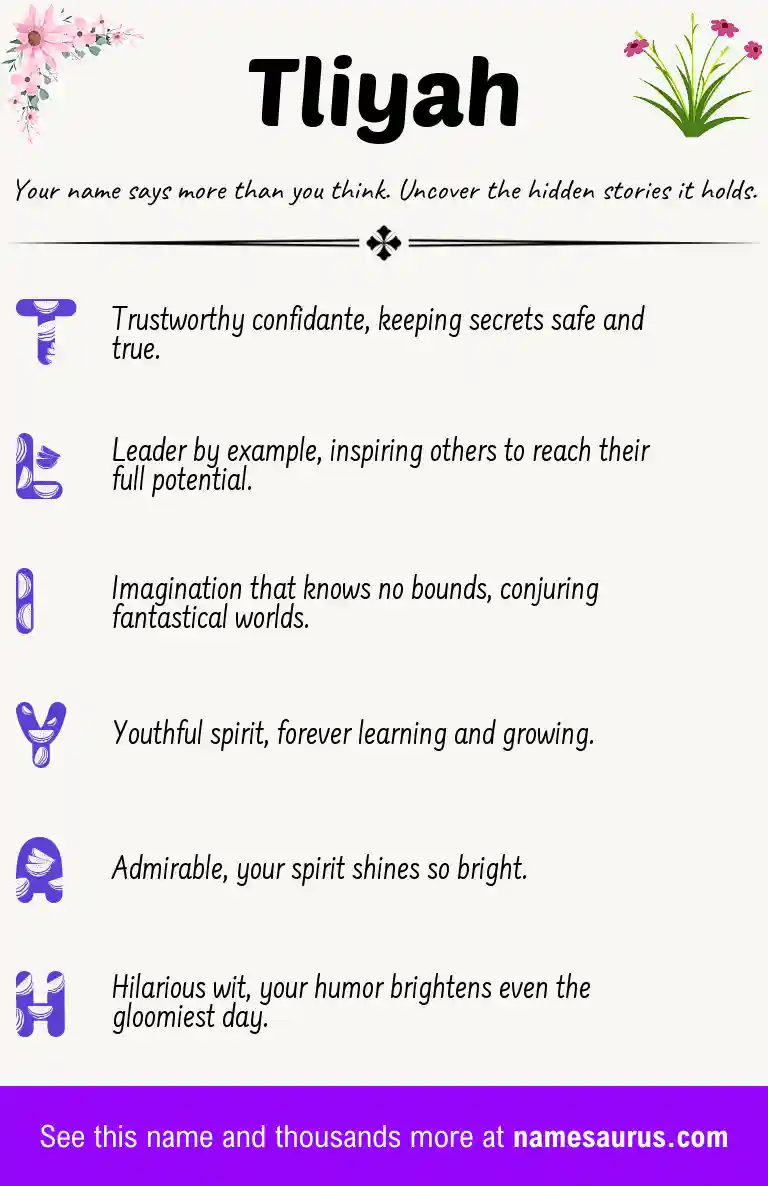 Acrostic poem about Tliyah.