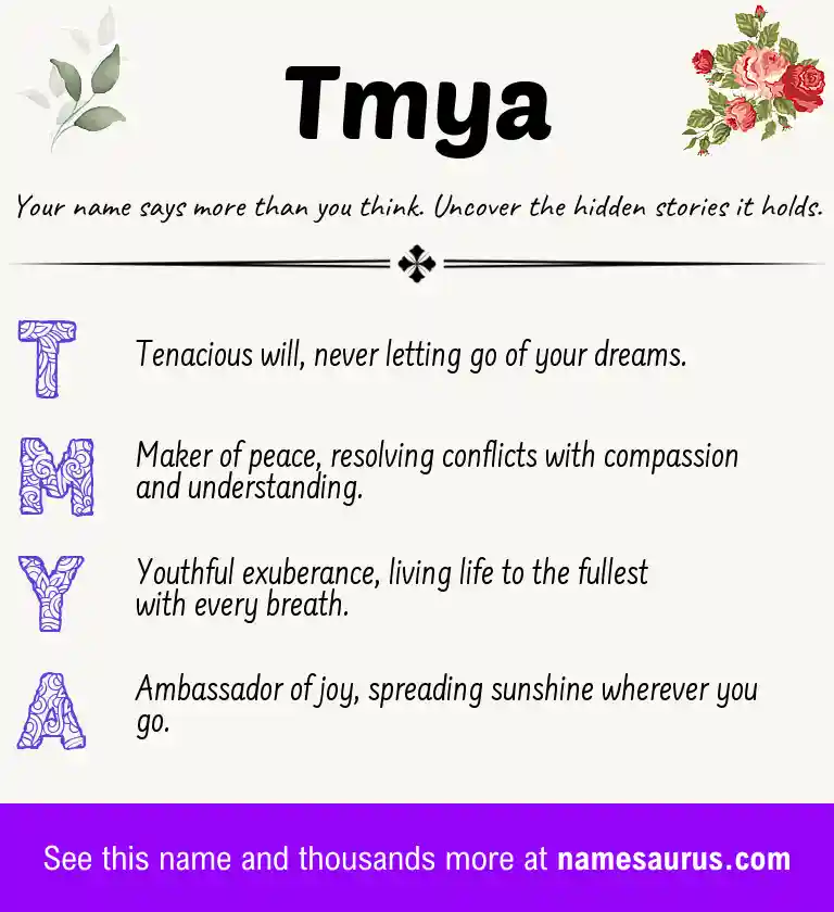 Acrostic poem about Tmya.