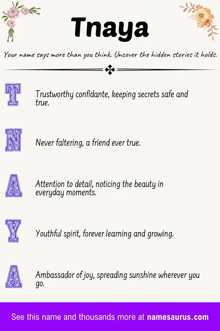 Acrostic poem about Tnaya.