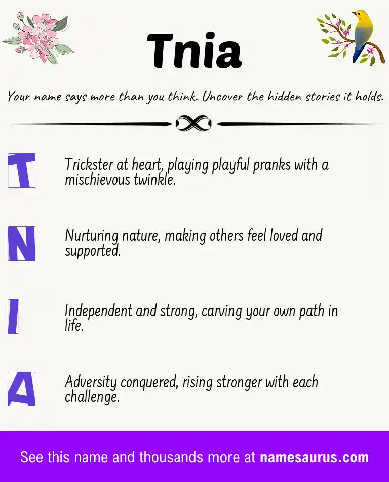 Acrostic poem about Tnia.