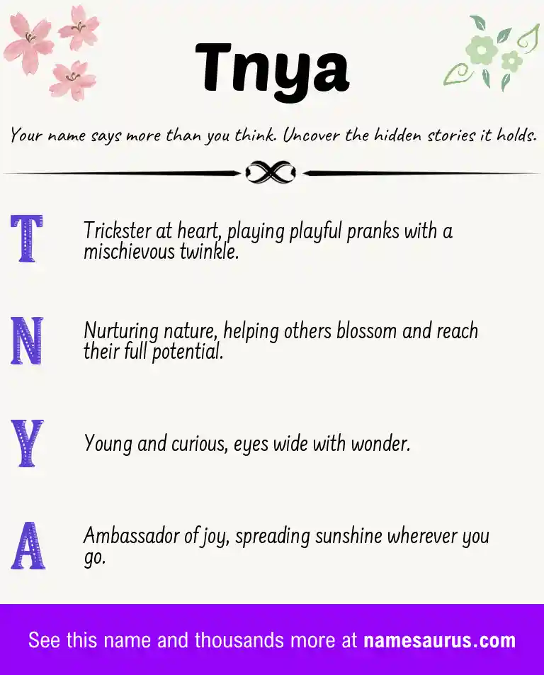 Acrostic poem about Tnya.