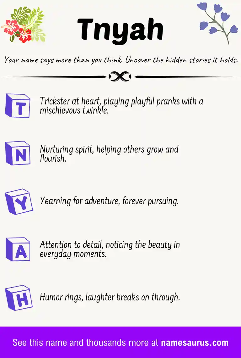 Acrostic poem about Tnyah.