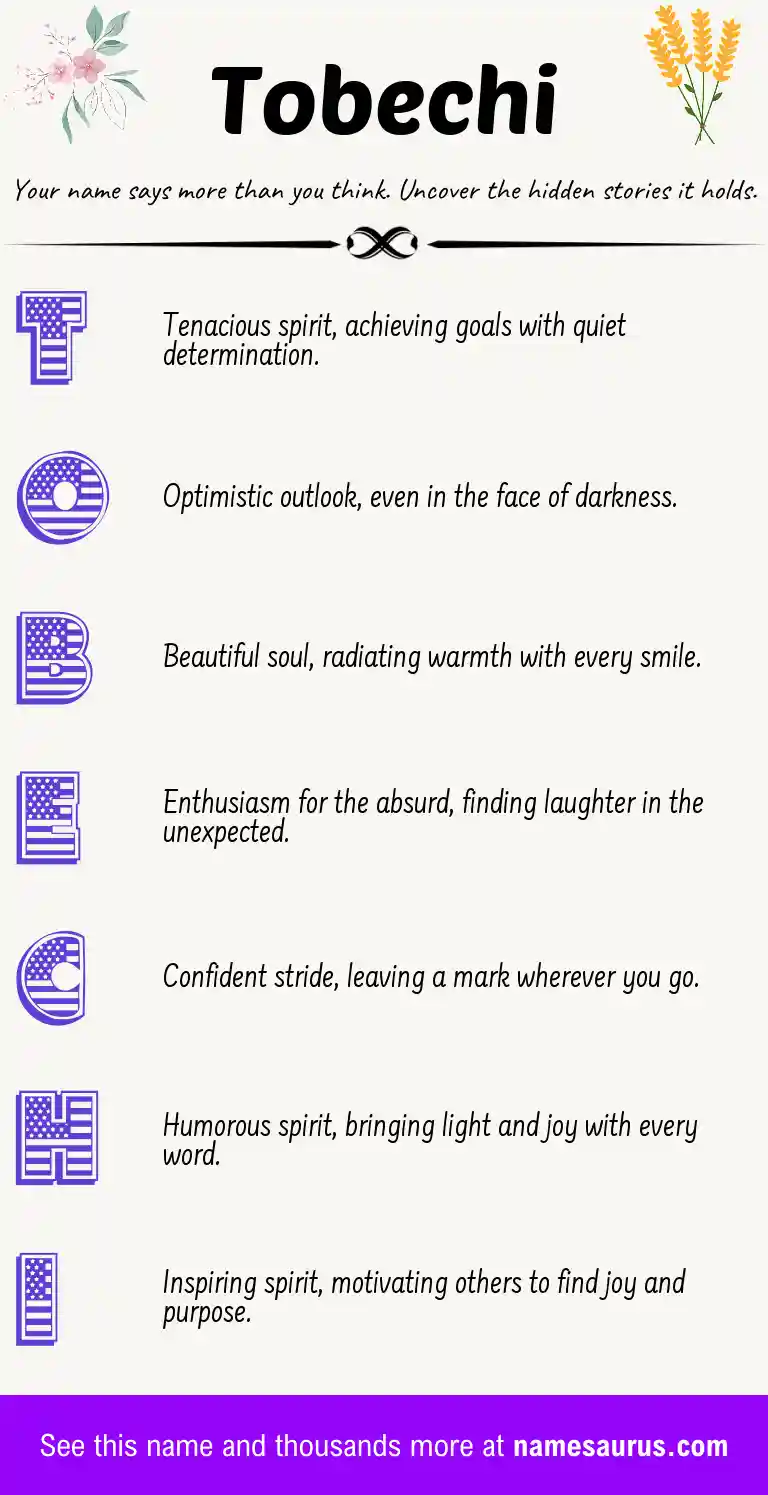 Acrostic poem about Tobechi.