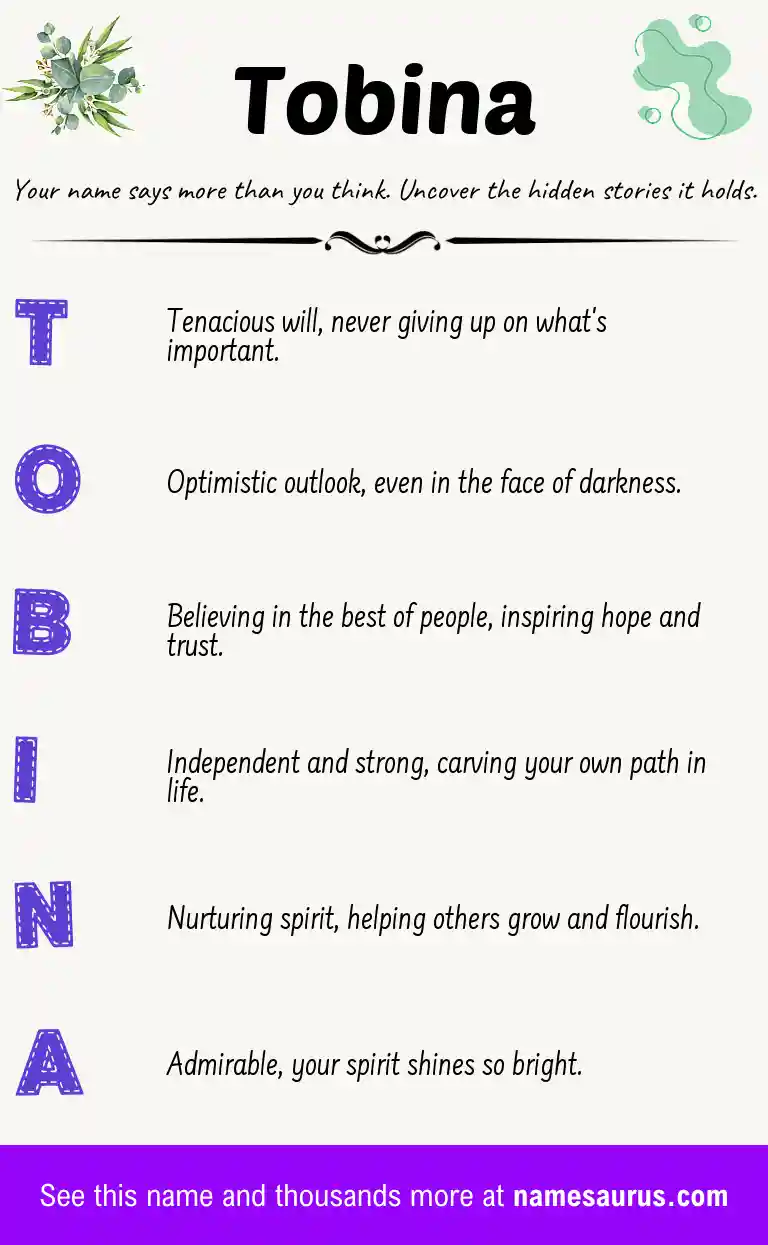 Acrostic poem about Tobina.