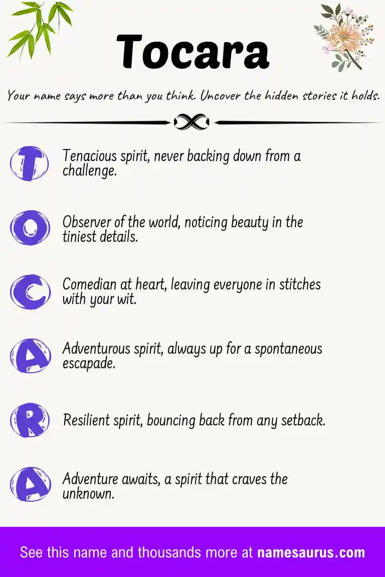 Acrostic poem about Tocara.