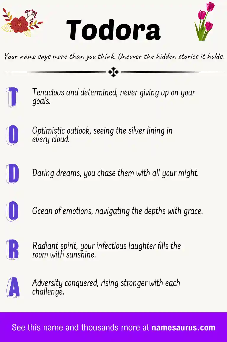 Acrostic poem about Todora.