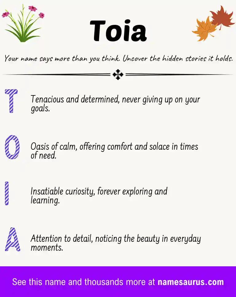 Acrostic poem about Toia.