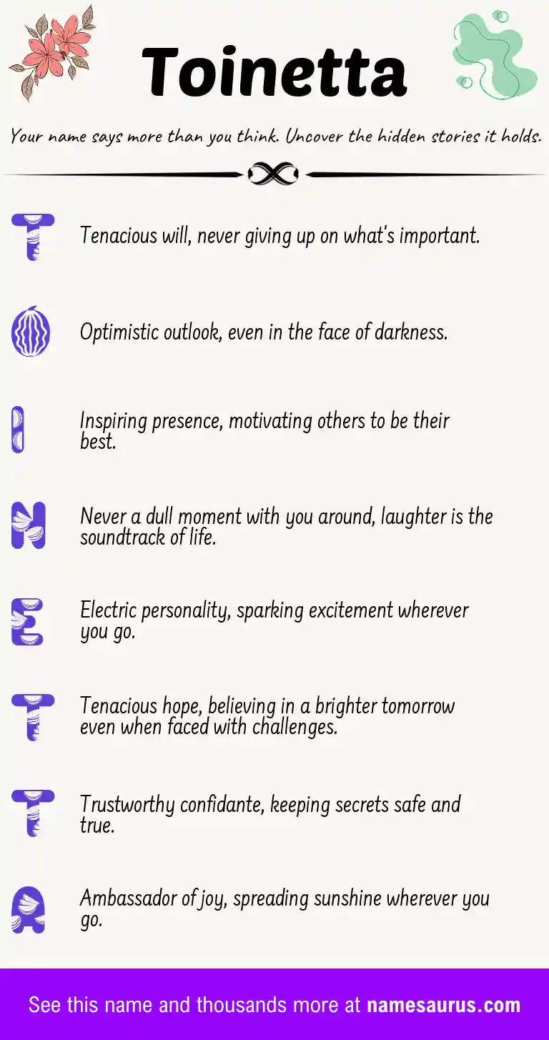 Acrostic poem about Toinetta.