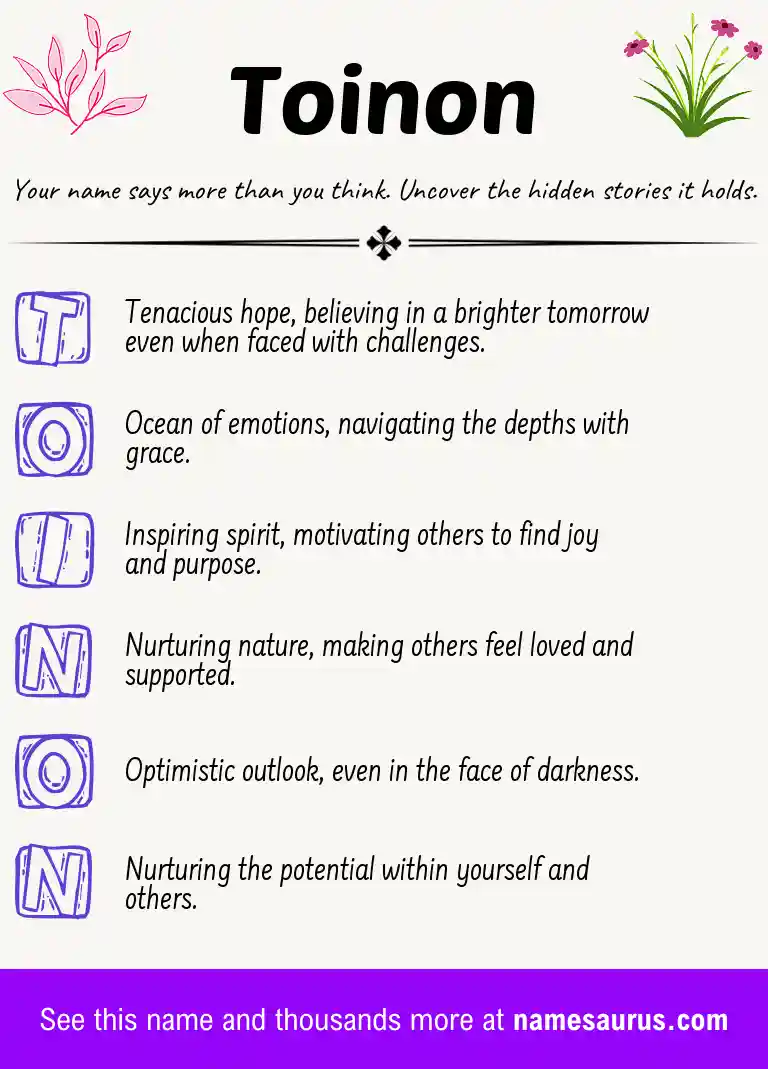 Acrostic poem about Toinon.