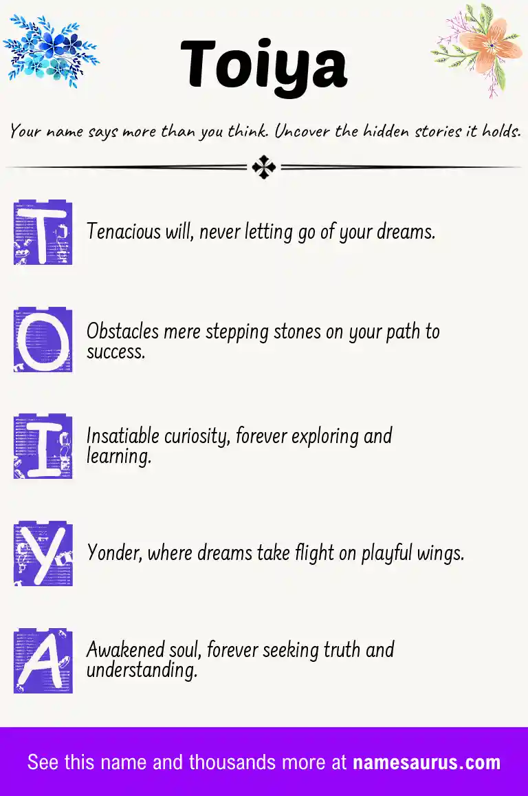 Acrostic poem about Toiya.