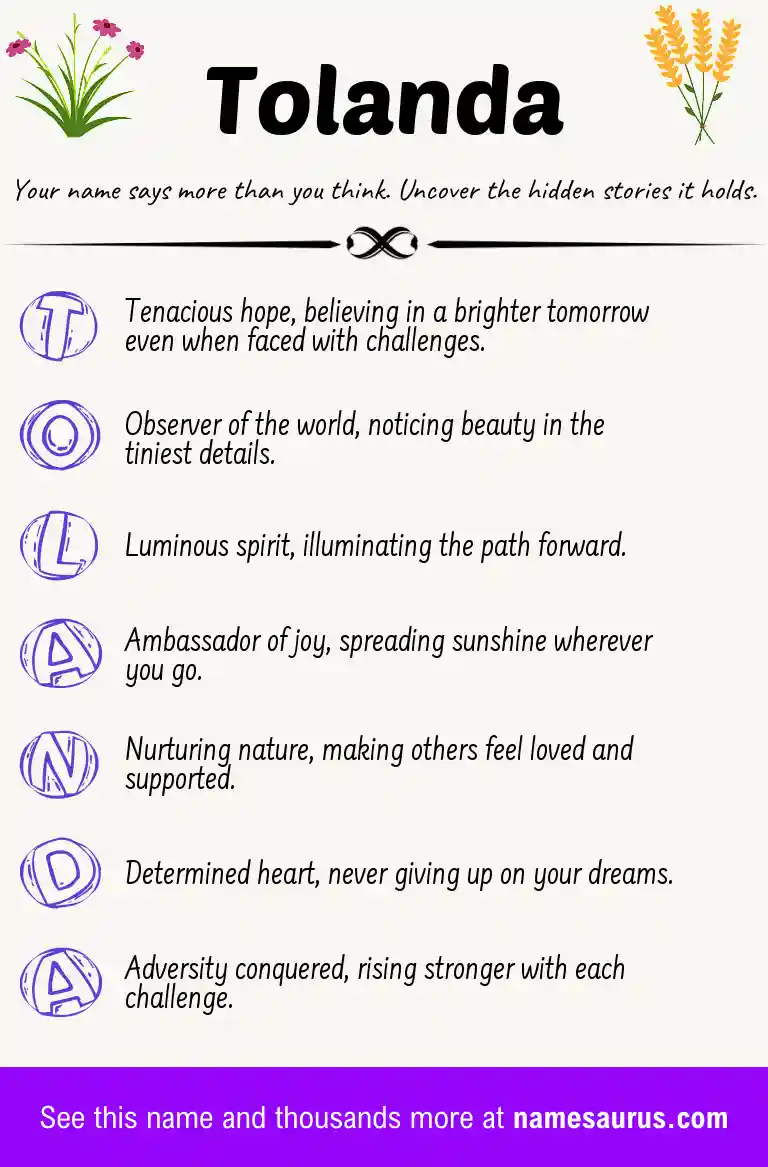 Acrostic poem about Tolanda.