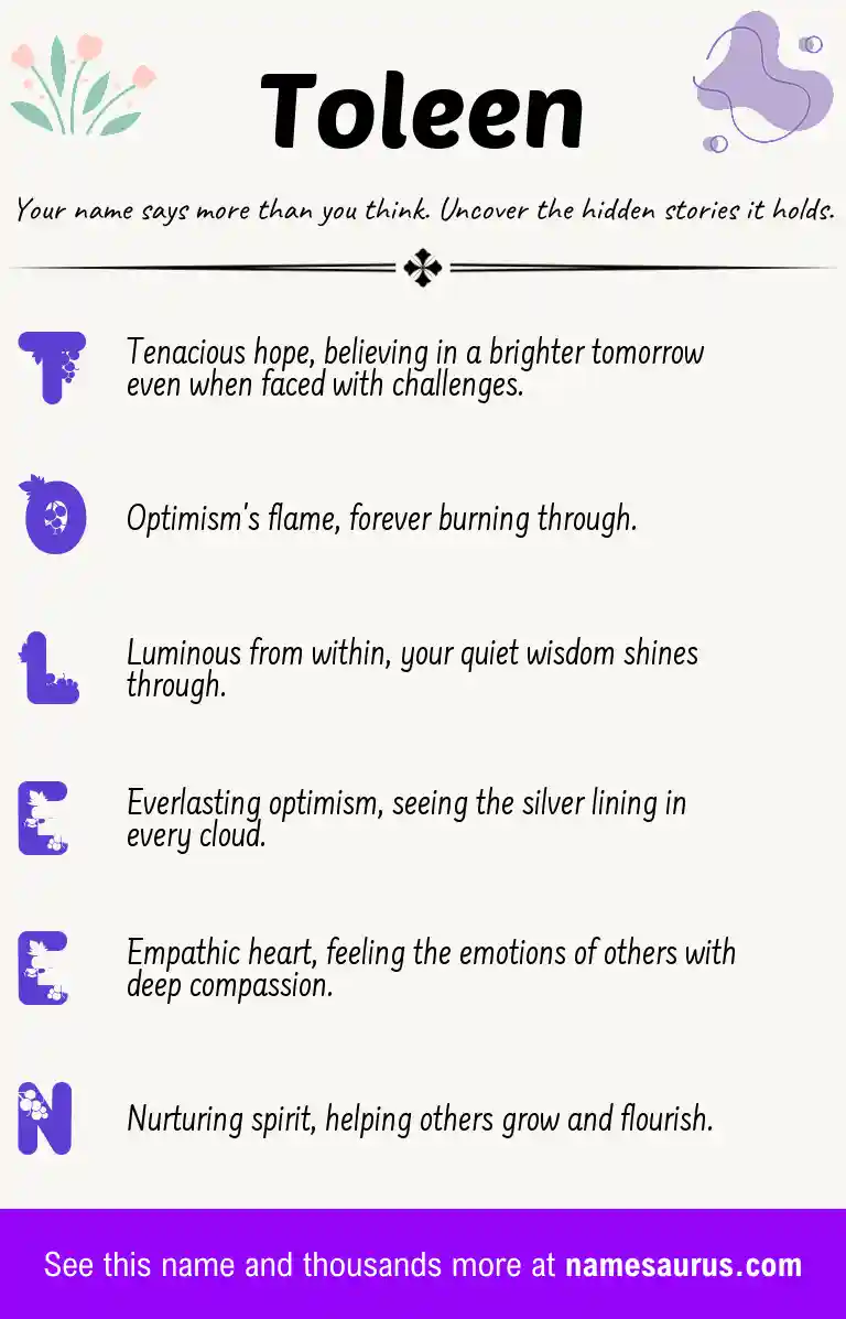 Acrostic poem about Toleen.