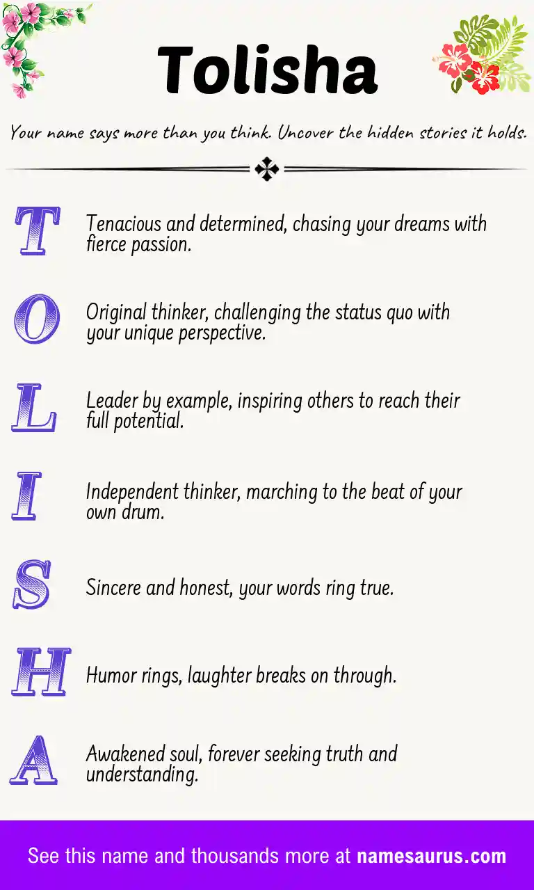 Acrostic poem about Tolisha.