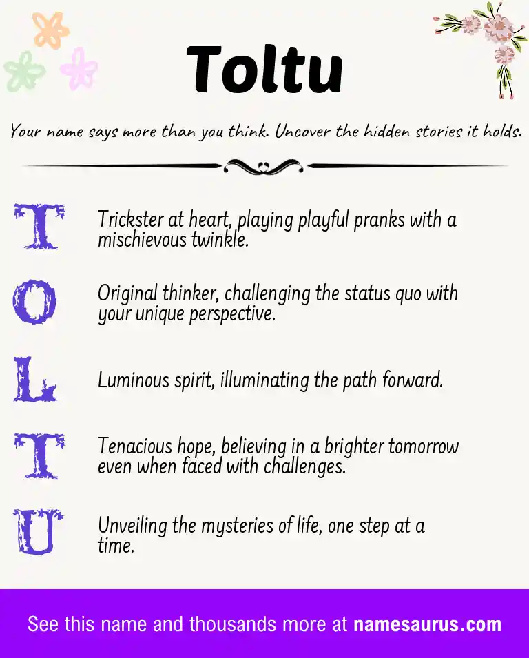 Acrostic poem about Toltu.