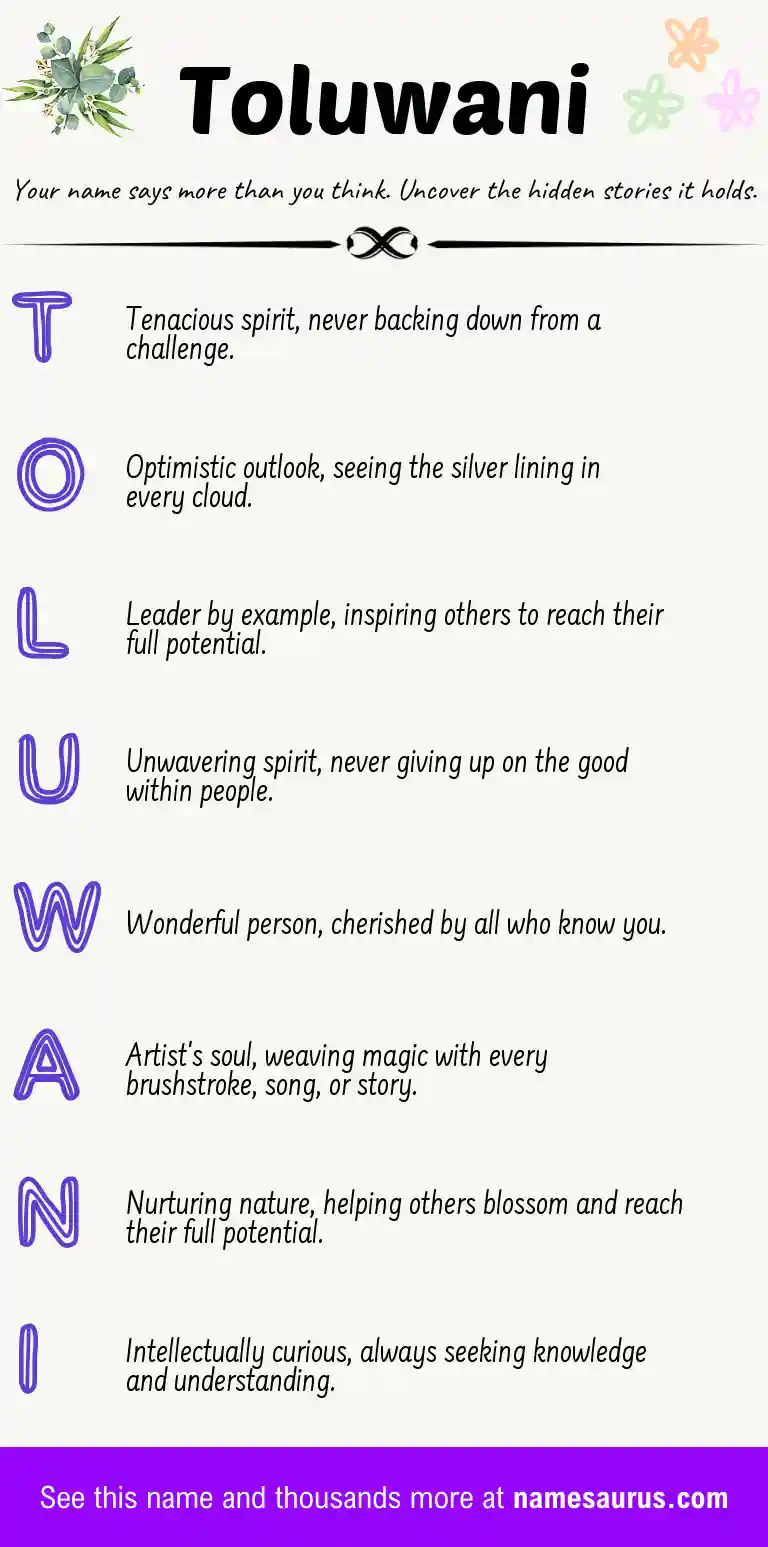 Acrostic poem about Toluwani.