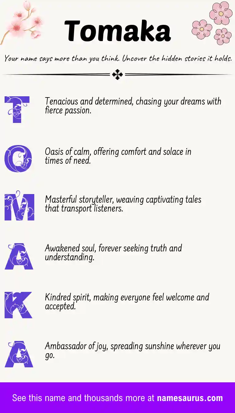 Acrostic poem about Tomaka.